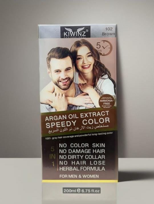 Kiwinz Hair Color Shampoo | 200ml Argan Oil Extract | For Men & Women | 5 In 1